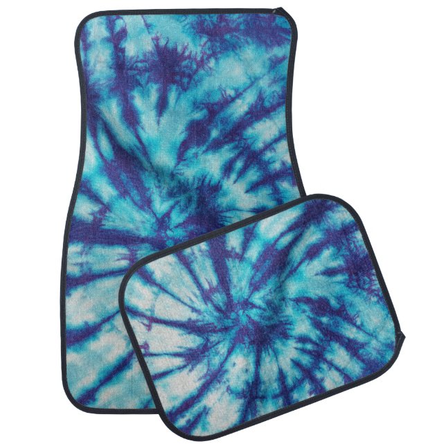 Blue Spiral Tie-Dye Car Mat (Set)
