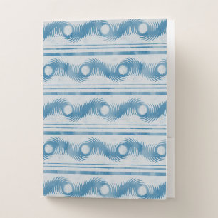 Blue Spiral Wave Striped Pattern Design Pocket Folder