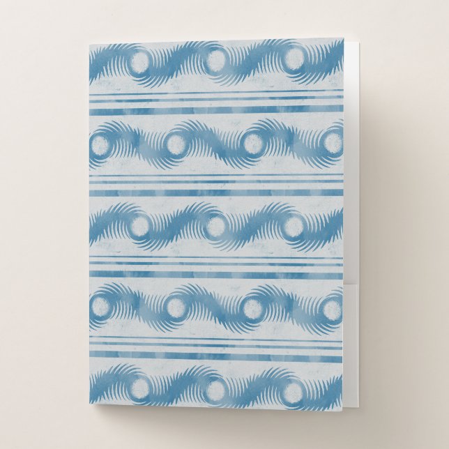 Blue Spiral Wave Striped Pattern Design Pocket Folder (Front)