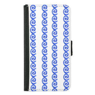 Blue spirals pattern on white samsung galaxy s5 wallet case