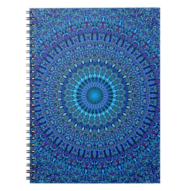 Blue Spiritual Flower Garden Mandala Notebook (Front)
