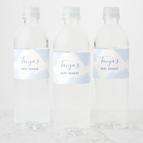 Blue splash bottle label baby shower water bottle label