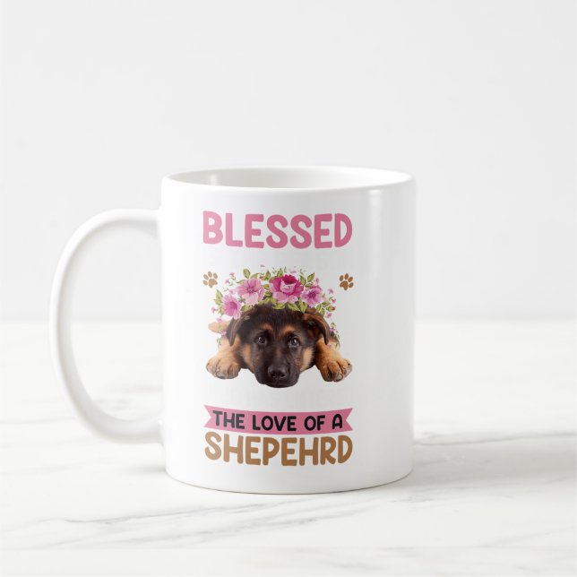 Blue Splash Hipster German Shepard Shepherd. Perfe Coffee Mug (Left)