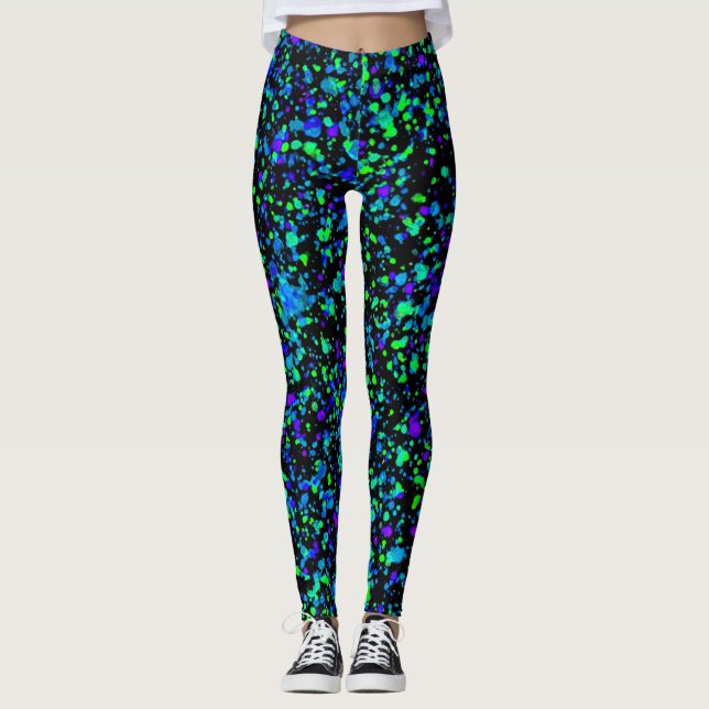Blue Splatter - Leggings (Front)