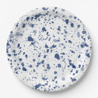 Blue Splatter Paint Paper Plates