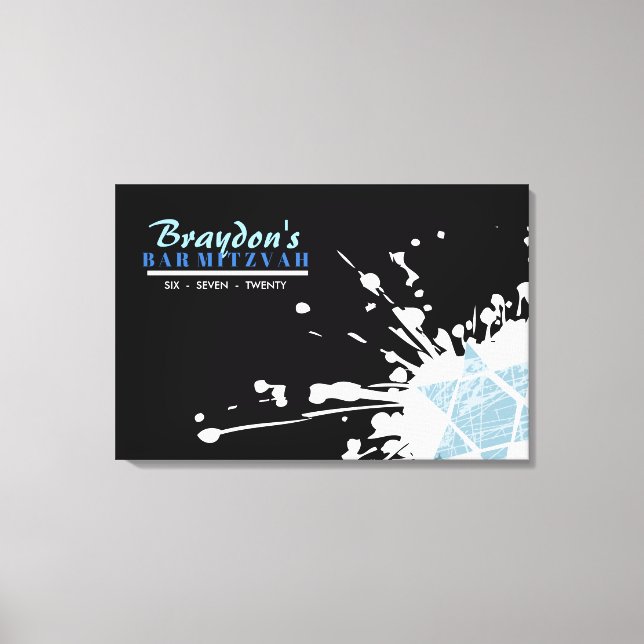 BLUE SPLATTER STAR Bar Bat Mitzvah Sign In Board (Front)