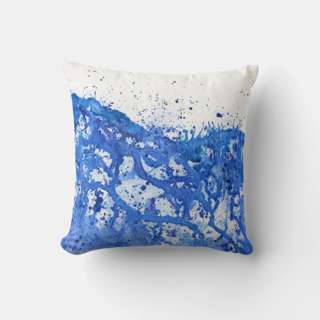 Blue Splatter Throw Pillow (Front)