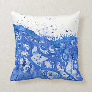 Blue Splatter Throw Pillow
