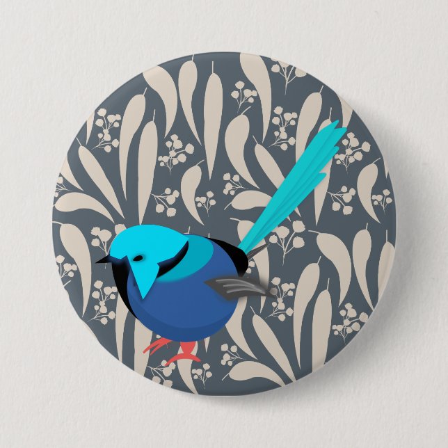 Blue Splendid Fairy Wren Button (Front)