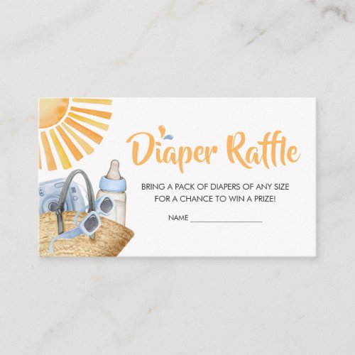 Blue Splish Splash Baby Shower Diaper Raffle Enclosure Card