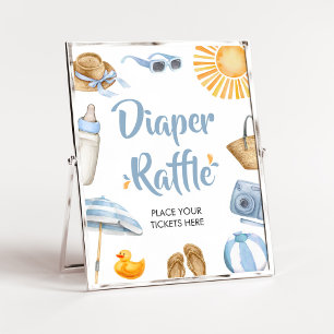 Blue Splish Splash Baby Shower Diaper Raffle Poster