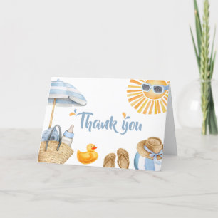 Blue Splish Splash Baby Shower Letterpress Thank You Card