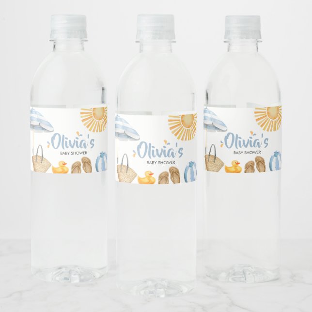 Blue Splish Splash Baby Shower Water Bottle Label (Bottles)