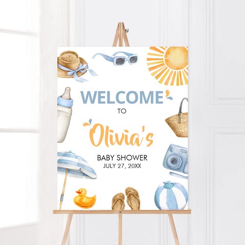 Blue Splish Splash Baby Shower Welcome Poster