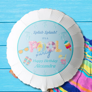 Blue Splish Splash Kids Birthday Pool Party Balloon