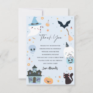 Blue Spooky Birthday Thank You Card