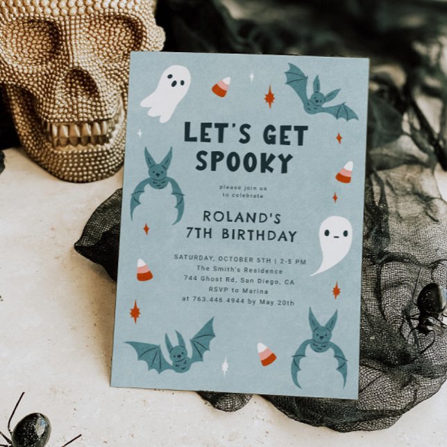 Blue Spooky Halloween Birthday Party Invitation (Creator Uploaded)