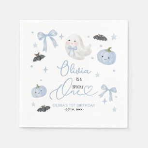 Blue Spooky One 1st Birthday Cute Ghost Halloween Napkins