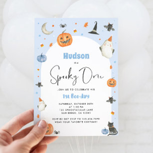 Blue Spooky One 1st Boo-day Invitation