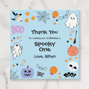 Blue Spooky One Halloween 1st Birthday Favor Tags 