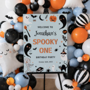 Blue Spooky One Halloween 1st Birthday Welcome Foam Board