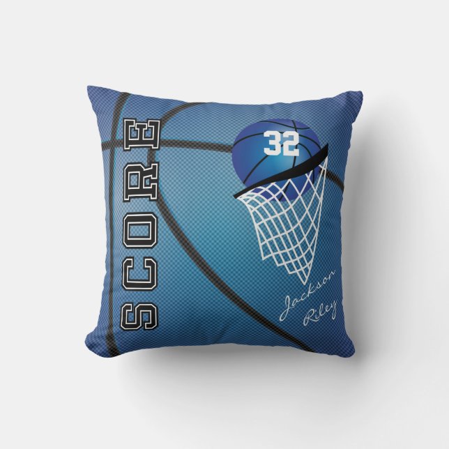 Blue Sport Basketball | DIY Name Throw Pillow (Front)