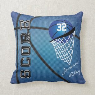 Blue Sport Basketball DIY Name Throw Pillow