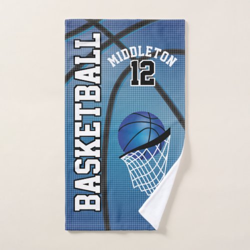 Blue Sport  Basketball  DIY Text Hand Towel
