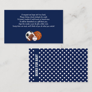 Blue Sports Baby Shower Books for Baby Enclosure C Card
