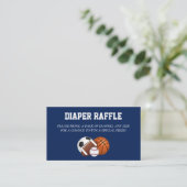 Blue Sports Baby Shower Diaper Raffle Enclosure Card (Standing Front)