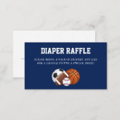 Blue Sports Baby Shower Diaper Raffle Enclosure Card (Front/Back)