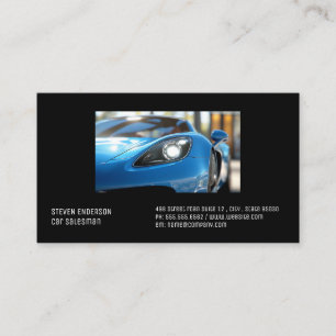Blue Sports Car Close Up Business Card