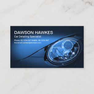 Blue Sports Car Headlights Auto Detailing Business Card