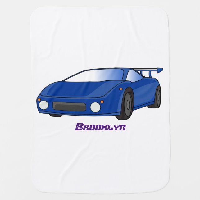 Blue sports car with airfoil illustration  baby blanket (Front)