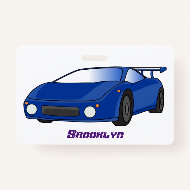 Blue sports car with airfoil illustration badge (Front)