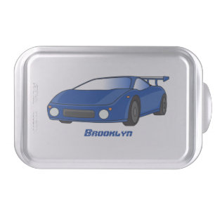 Blue sports car with airfoil illustration cake pan