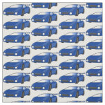 Blue sports car with airfoil illustration fabric