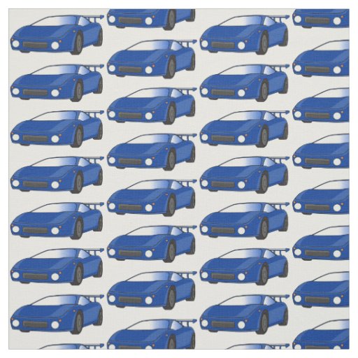 Blue sports car with airfoil illustration fabric