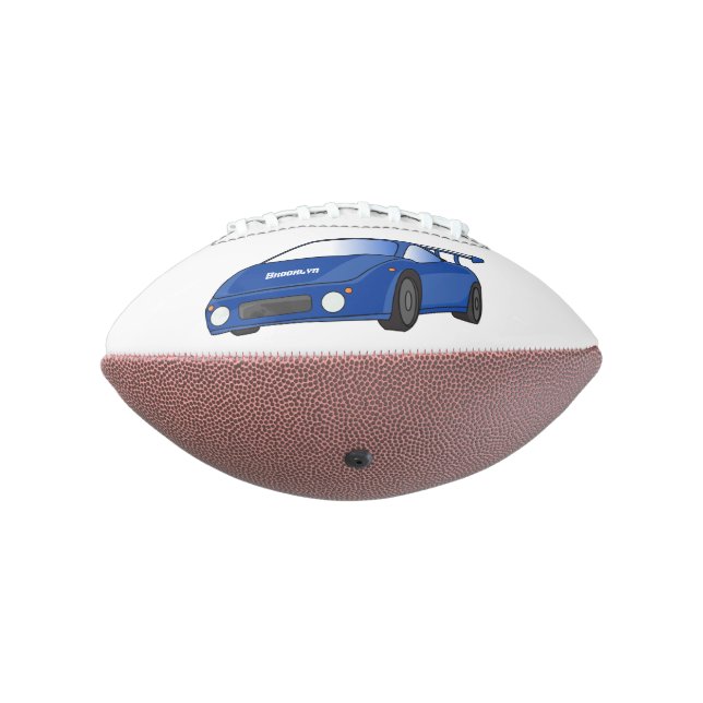 Blue sports car with airfoil illustration  football (Rotated 270)