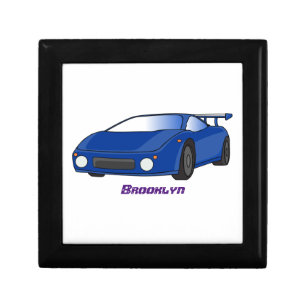Blue sports car with airfoil illustration gift box