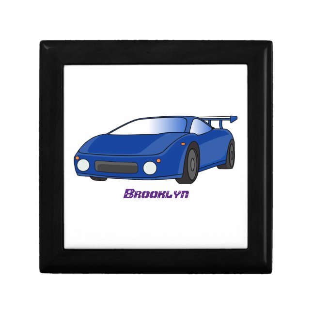 Blue sports car with airfoil illustration  gift box (Front)