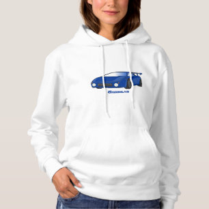 Blue sports car with airfoil illustration hoodie