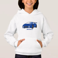Blue sports car with airfoil illustration