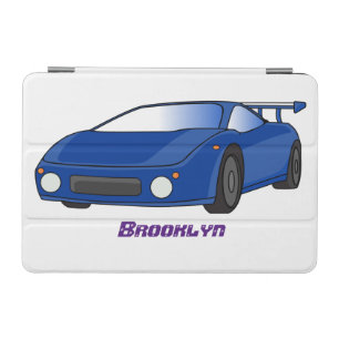 Blue sports car with airfoil illustration iPad mini cover