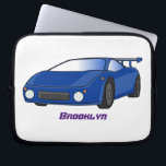 Blue sports car with airfoil illustration  laptop sleeve<br><div class="desc">Cruise around the block with this sports car. Drawn in fun illustration style.</div>