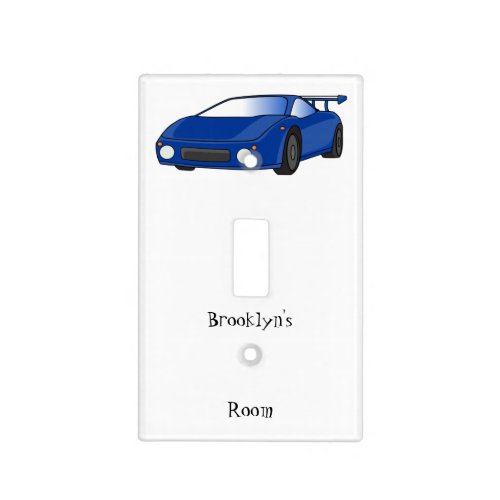Blue sports car with airfoil illustration light switch cover