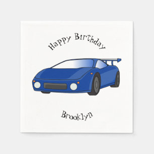 Blue sports car with airfoil illustration napkins