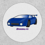 Blue sports car with airfoil illustration patch<br><div class="desc">Cruise around the block with this sports car. Drawn in fun illustration style.</div>