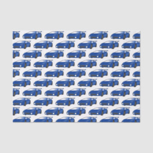 Blue sports car with airfoil illustration tissue paper