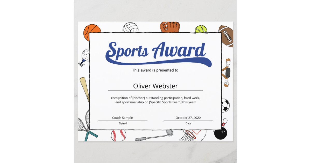 sample award certificate template